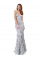 Argento Stile sirena Alto Collo Crespo Elastico Paillettes Tulle Lunga Formali Abiti da damigella donore / Abiti da sera / Abiti da ballo Online
