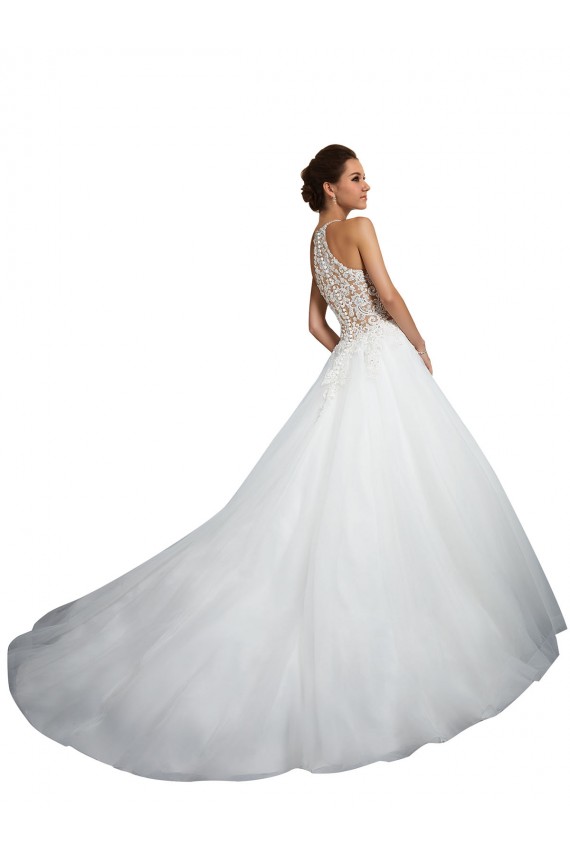 Avorio Abito da ballo Alto Collo Tulle Pizzo Abiti da sposa Online
