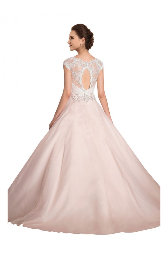 Avorio Abito da ballo Barca Illusione Pizzo Abiti da sposa Online