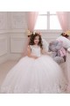 Avorio Abito da ballo Barca Tulle Pizzo Lunga Abiti da ragazza di fiori Online