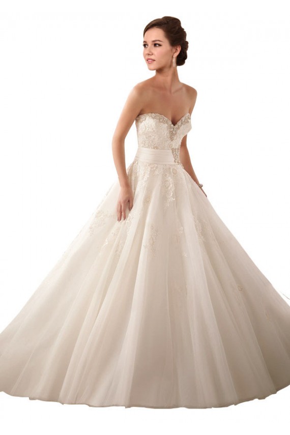 Avorio Abito da ballo Innamorato Raso Tulle Pizzo Abiti da sposa Online