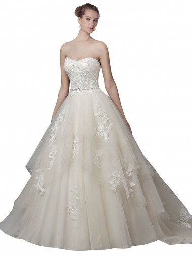 Avorio Abito da ballo Scoop Senza spalline Tulle Pizzo Abiti da sposa Online