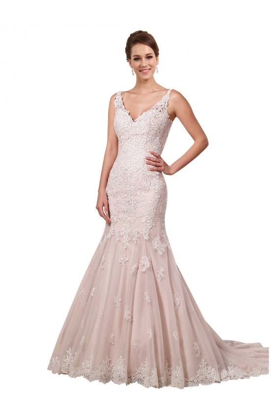 Avorio & Blush Stile sirena Scollatura a V Tulle Pizzo Abiti da sposa Online