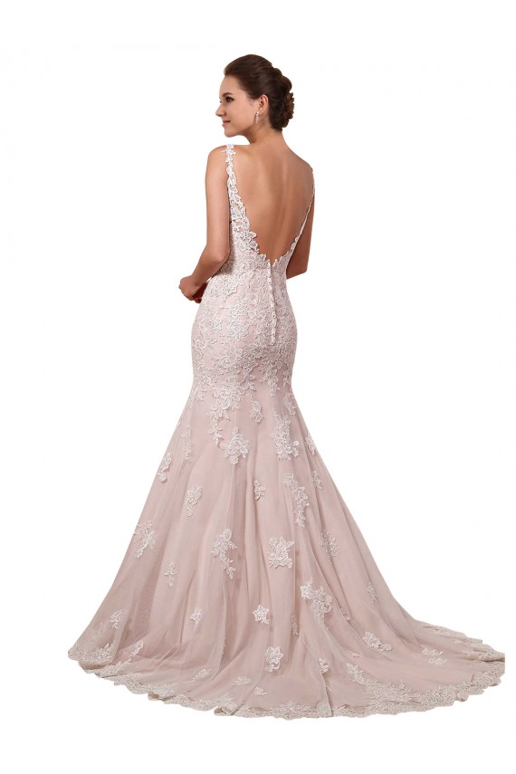Avorio & Blush Stile sirena Scollatura a V Tulle Pizzo Abiti da sposa Online