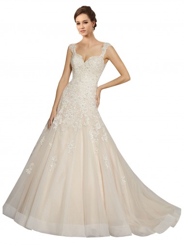 Avorio & Champagne Stile sirena Innamorato Tulle Pizzo Abiti da sposa Online