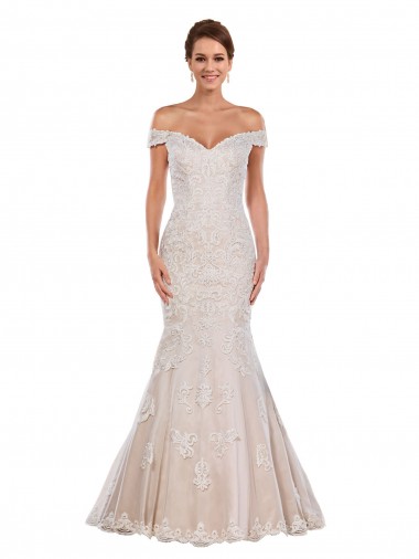 Avorio & Champagne Stile sirena Pizzo Classico Abiti da sposa Online