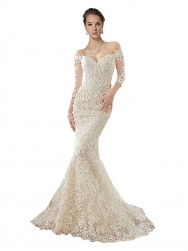 Avorio & Champagne Stile sirena Tulle Pizzo Abiti da sposa Online