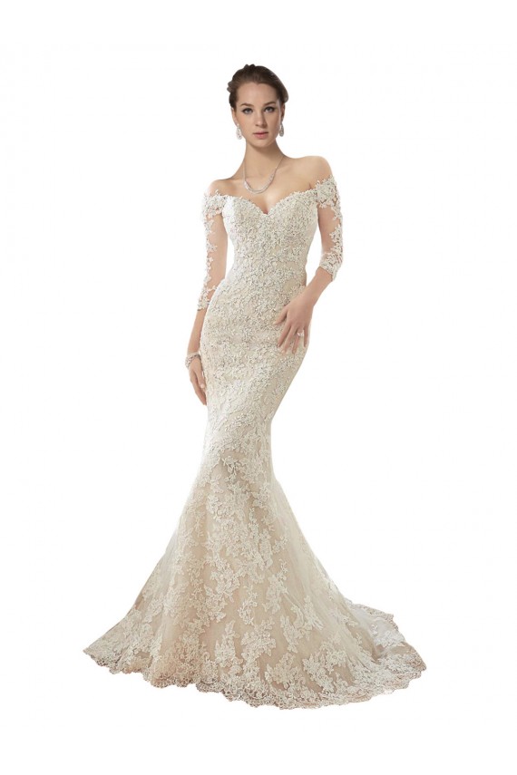 Avorio & Champagne Stile sirena Tulle Pizzo Abiti da sposa Online