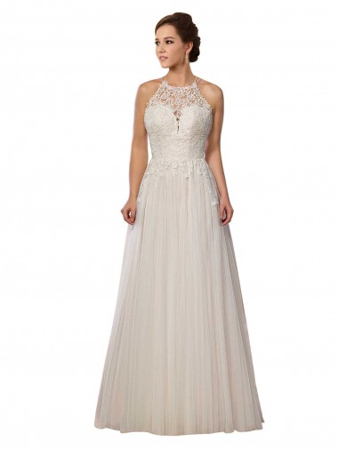 Avorio Linea A Illusione Sweep treno Tulle Abiti da sposa Online