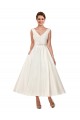 Avorio Linea A Scollatura a V Raso Abiti da sposa Online