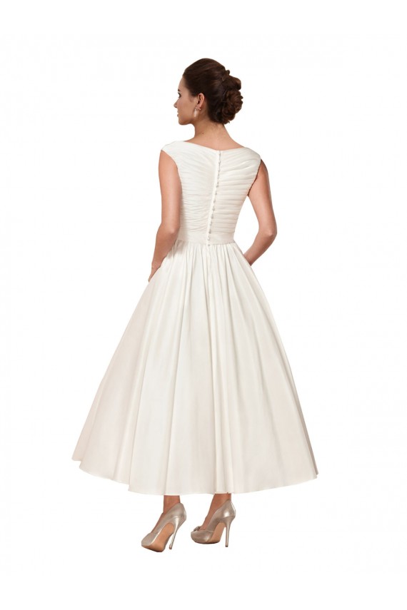 Avorio Linea A Scollatura a V Raso Abiti da sposa Online