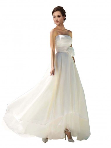 Avorio Linea A Senza spalline Chiffona Abiti da sposa Online