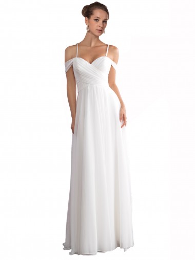 Avorio Linea A Sweep treno Chiffona Spiaggia Abiti da sposa Online
