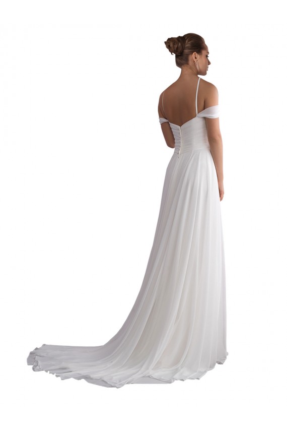 Avorio Linea A Sweep treno Chiffona Spiaggia Abiti da sposa Online