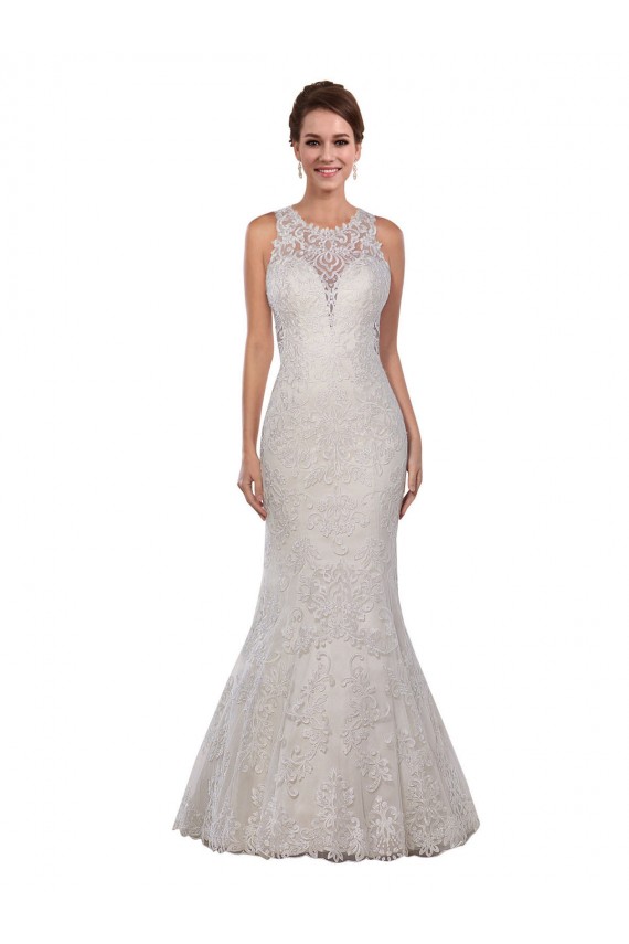 Avorio Stile sirena Alto Collo Pizzo Abiti da sposa Online