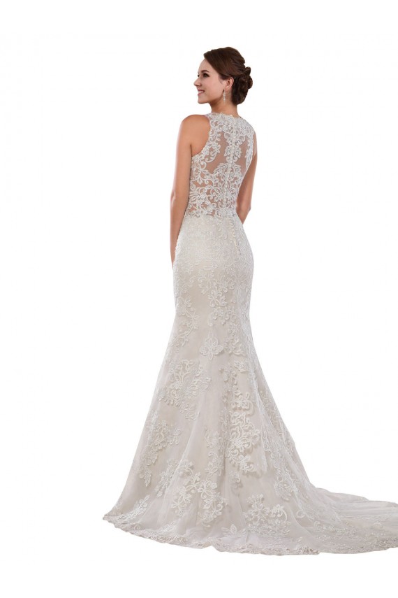 Avorio Stile sirena Alto Collo Pizzo Abiti da sposa Online