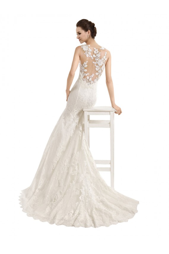 Avorio Stile sirena Illusione Pizzo Abiti da sposa Online