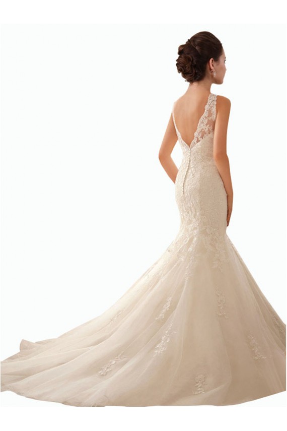 Avorio Stile sirena Illusione Tulle Pizzo Abiti da sposa Online