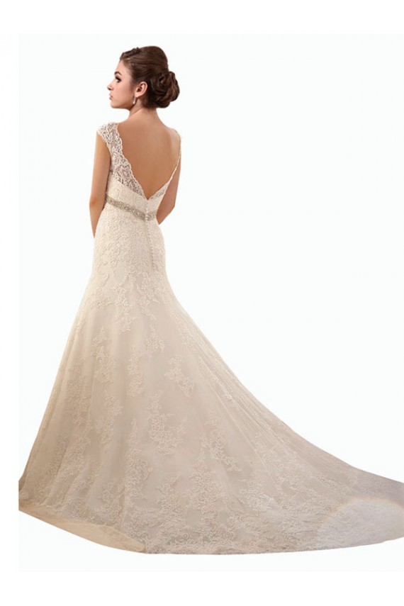 Avorio Stile sirena Illusione Tulle Pizzo Abiti da sposa Online