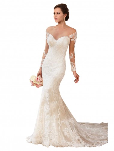 Avorio Stile sirena Innamorato Pizzo Abiti da sposa Online