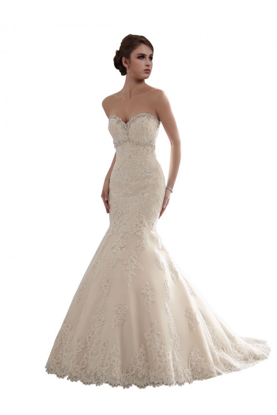 Avorio Stile sirena Innamorato Tulle Pizzo Classico Abiti da sposa Online