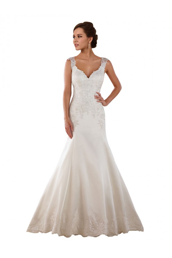 Avorio Stile sirena Scollatura a V Raso Classico Abiti da sposa Online