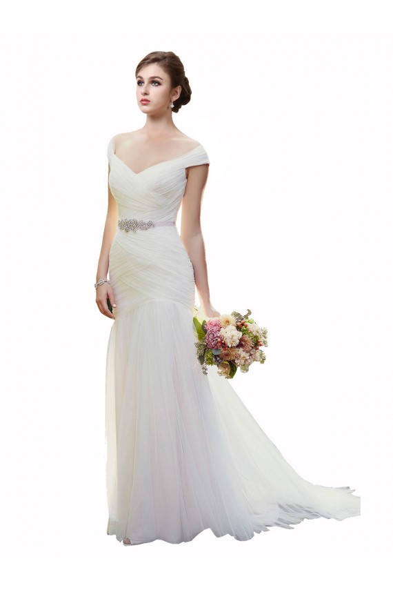 Avorio Stile sirena Tulle Spiaggia Abiti da sposa Online