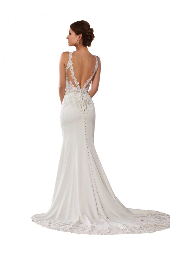 Avorio Tubino Alto Collo Pizzo Abiti da sposa Online
