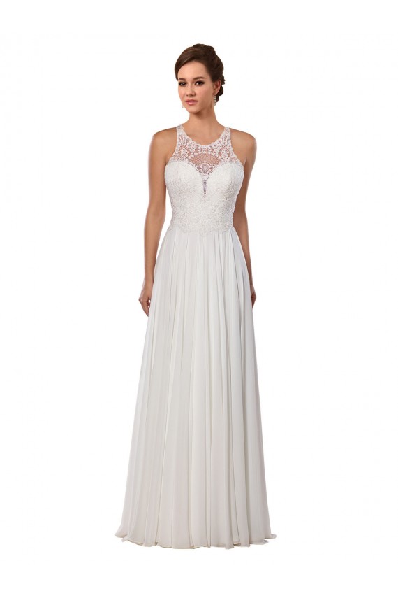 Avorio Tubino Illusione Chiffona Abiti da sposa Online