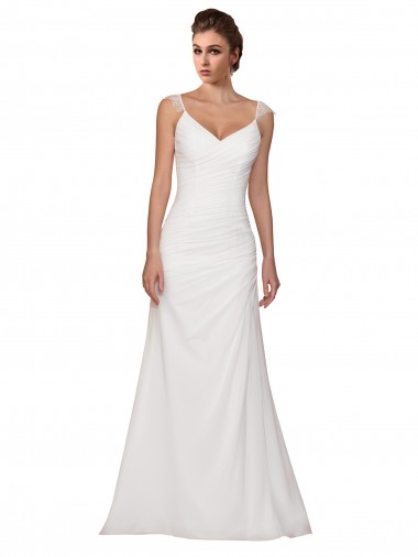 Avorio Tubino Scollatura a V Chiffona Abiti da sposa Online