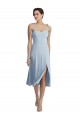 Azzurro cielo Linea A Innamorato Midi Crespo Elastico Corto Abiti da damigella donore / Abiti da ballo / Abiti da cocktail Online