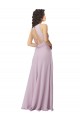 Bagliore rosa Linea A Capestro Alto Collo Chiffona Lunga Abiti da damigella donore Online