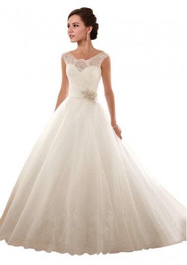 Bianco Abito da ballo Tulle Pizzo Abiti da sposa Online