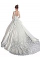 Bianco Linea A Illusione Cattedrale di treno Raso Pizzo Abiti da sposa Online