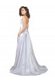 Bianco Linea A Sottili Raso Elastico Semplice Spiaggia Abiti da sposa Online