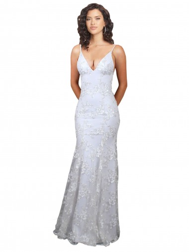 Bianco Stile sirena Alto Collo Crespo Elastico Paillettes Tulle Lunga Formali Abiti da damigella donore / Abiti da sera / Abiti da ballo Online