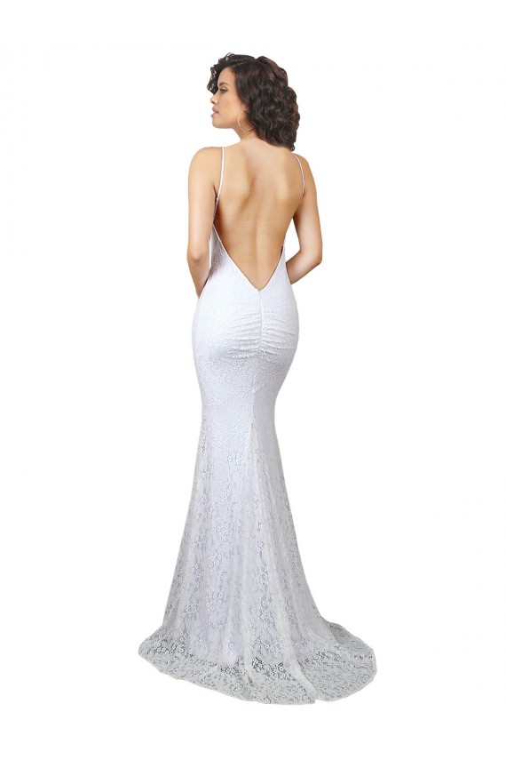 Bianco Stile sirena Alto Collo Sweep treno Pizzo Abiti da sposa Online