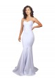 Bianco Stile sirena Innamorato Alto Collo Crespo Elastico Semplice Spiaggia Abiti da sposa Online