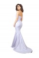 Bianco Stile sirena Innamorato Alto Collo Crespo Elastico Semplice Spiaggia Abiti da sposa Online