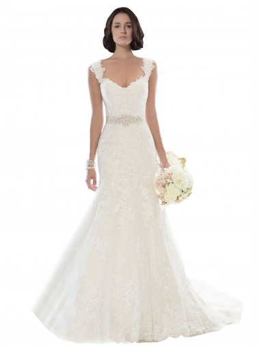 Bianco Stile sirena Pizzo Spiaggia Abiti da sposa Online