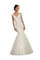 Bianco Stile sirena Scollatura a V Tulle Pizzo Abiti da sposa Online