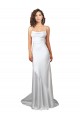 Bianco Tubino Cappuccio Sweep treno Raso Setoso Semplice Spiaggia Abiti da sposa Online