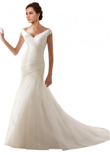 Bianco Tubino Tulle Abiti da sposa Online