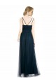 Blu 7 Linea A Scollatura a V Tulle Lunga Abiti da damigella donore Online