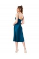 Blu Pavone Linea A Scollatura a V Midi Raso Setoso Corto Abiti da damigella donore / Abiti da ballo / Abiti da cocktail Online