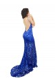 Blu Reale Stile sirena Alto Collo Pizzo Lunga Abiti da damigella donore / Abiti da ballo Online