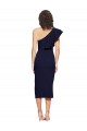 Blu marino scuro Tubino Una spalla Midi Crespo Elastico Corto Abiti da damigella donore / Abiti da sera / Abiti da cocktail Online
