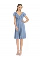 Blu polveroso Linea A Scollatura a V Al ginocchio cocktail Chiffona Corto Abiti da damigella donore Online
