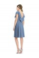 Blu polveroso Linea A Scollatura a V Al ginocchio cocktail Chiffona Corto Abiti da damigella donore Online