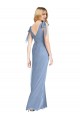 Blu polveroso Stile sirena Scollatura a V Chiffona Lunga Abiti da damigella donore Online